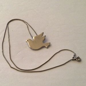 Silver Tone Dove Pendant on 16” Sterling Chain